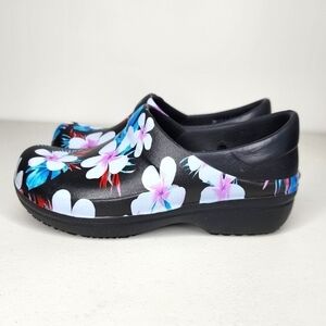Crocs Neria Pro II Graphic Clog Slip On Floral Women's 4 Slip Resistant Nurse